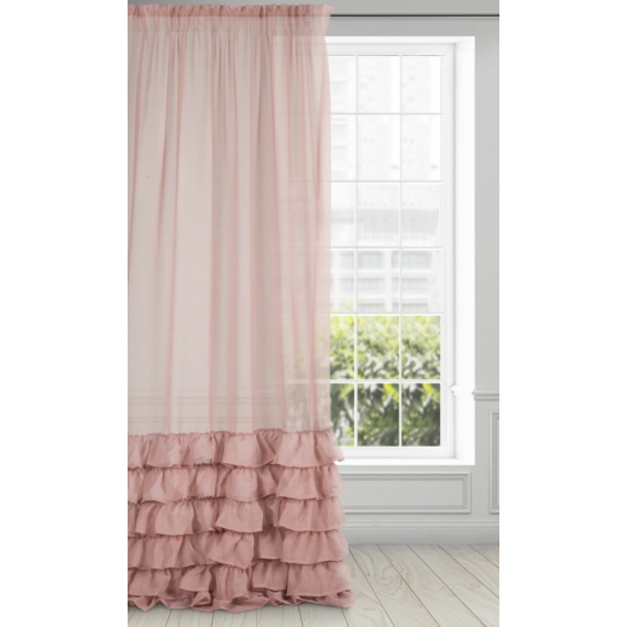 Dolly fodros fényáteresztő függöny Pasztell rózsaszín 140x250 cm