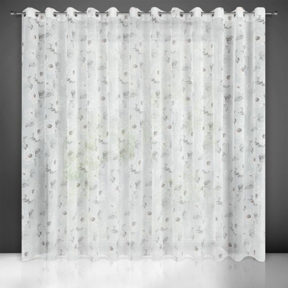 Bessy mintás dekor függöny Fehér/szürke/rózsaszín 350x250 cm