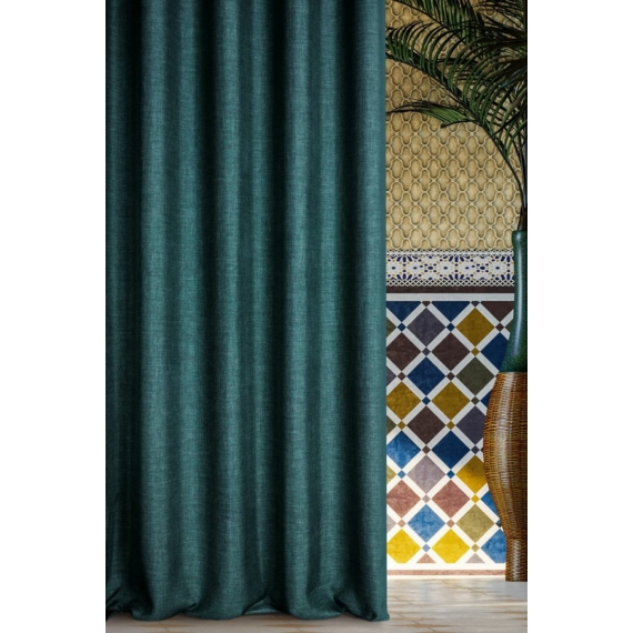 Morocco öko stílusú sötétítő függöny Sötét türkiz 140x250 cm